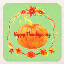 Aanpassing Thanksgiving Waterverf pompoen op groen