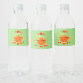 Aanpassing Thanksgiving Waterverf pompoen op groen Waterfles Etiket