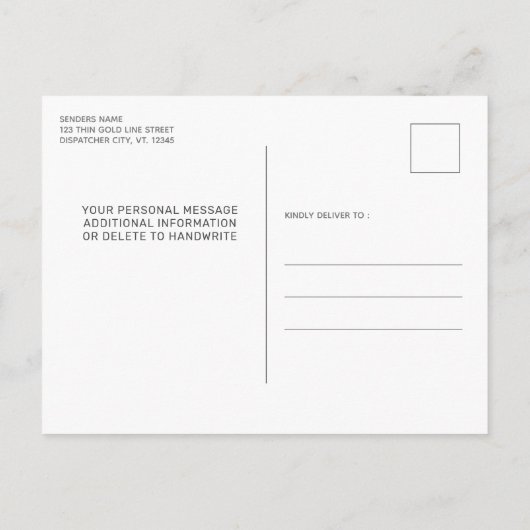 Aanpassing uitzending verzender-systeem Aangepaste Uitnodiging Briefkaart (Achterkant)