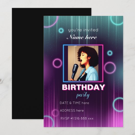 Aanpassing van de uitnodiging van de neonmuziekver (Voorkant / Achterkant)