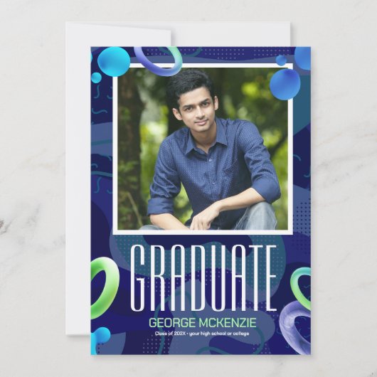 Aanpassing van fancy blauw afstuderen kaart (Voorkant)