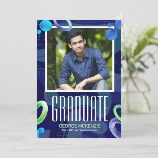 Aanpassing van fancy blauw afstuderen kaart (Staand voorkant)