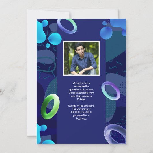 Aanpassing van fancy blauw afstuderen kaart (Achterkant)