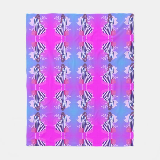 Aanpassing van het paarse patroon mode design teen fleece deken (Voorkant)