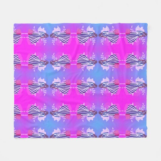 Aanpassing van het paarse patroon mode design teen fleece deken (Voorkant (Horizontaal))