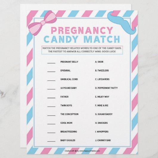 Aanpassing van het Snoep tijdens de zwangerschap Briefhoofd (Voorkant / Achterkant)