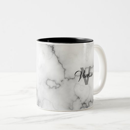 Aanpassing van marmer Pattern Tweekleurige Koffiemok (Voorkant rechts)