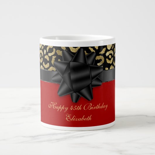 Aanpassing van Red Black Gold Leopard-afdrukken op Grote Koffiekop (Voorkant)