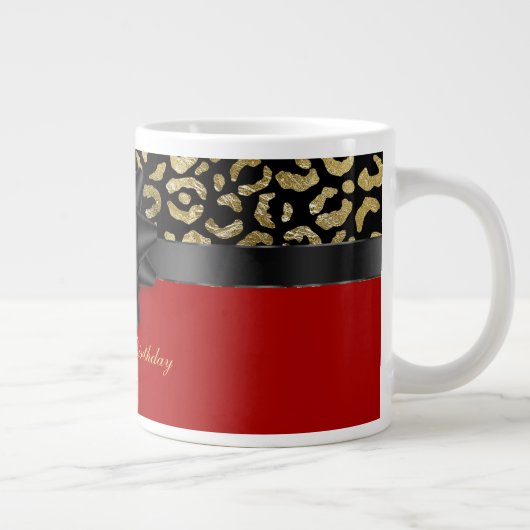 Aanpassing van Red Black Gold Leopard-afdrukken op Grote Koffiekop (Rechts)