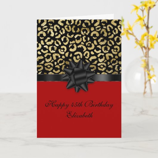 Aanpassing van Red Black Gold Leopard-afdrukken op Kaart (Gele Bloem)