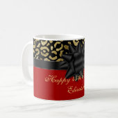 Aanpassing van Red Black Gold Leopard-afdrukken op Koffiemok (Voorkant links)
