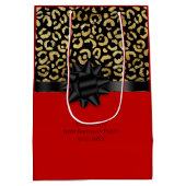 Aanpassing van Red Black Gold Leopard-afdrukken op Medium Cadeauzakje (Achterkant)