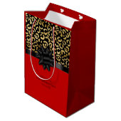 Aanpassing van Red Black Gold Leopard-afdrukken op Medium Cadeauzakje (Achterkant Gekanteld)