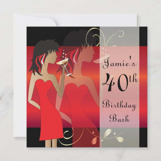 Aanpassing van uitnodiging van Red Birthday Bash (Voorkant)