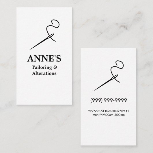 Aanpassingen, trainen, zeemaken, tapijten visitekaartje (Voorkant / Achterkant)