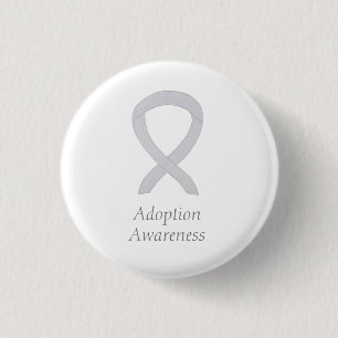 Aanpassingsbewustzijn wit lint, aangepaste pincode ronde button 3,2 cm