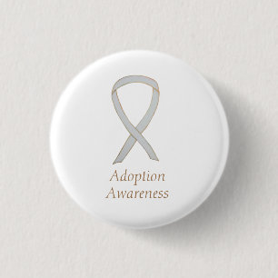 Aanpassingsbewustzijn wit lint, aangepaste pincode ronde button 3,2 cm