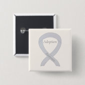 Aanpassingsbewustzijn wit lint, aangepaste pincode vierkante button 5,1 cm (Voorkant /achterkant)