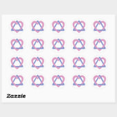 Aanpassingsdriehoek roze blauw ronde sticker (Vel)