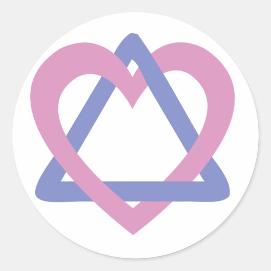 Aanpassingsdriehoek roze blauw ronde sticker (Voorkant)