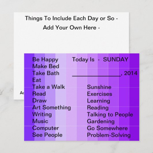 Aanpassingsprogramma's dagelijkse lijst met tools briefkaart (Voorkant / Achterkant)