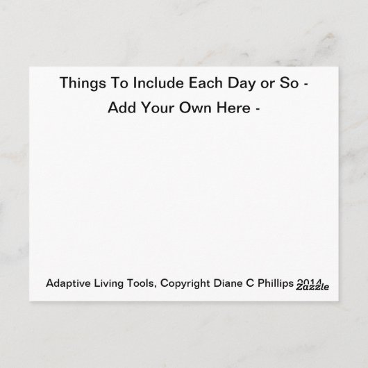 Aanpassingsprogramma's dagelijkse lijst met tools briefkaart (Achterkant)