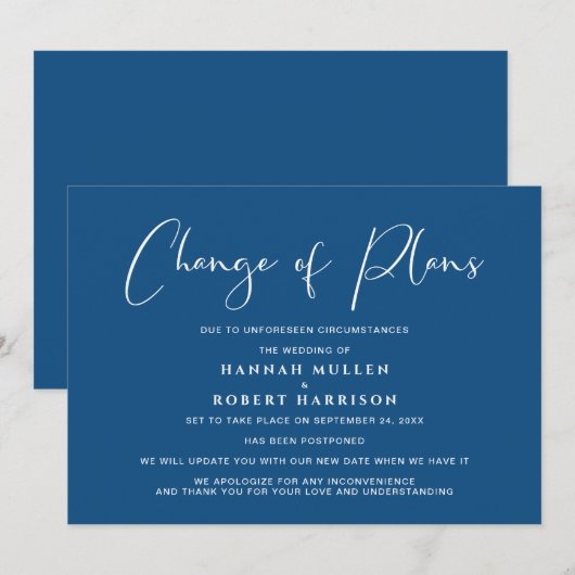 Aanpassingswijziging van plannen Uitstel geannulee Aankondiging (Voorkant / Achterkant)