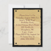 Aanplakbiljet met uitnodiging voor western-themapa (Achterkant)