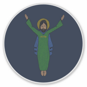 Aanraakgevoelige Jezus  (donkerblauw) Sticker