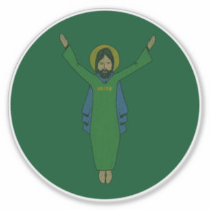 Aanraakgevoelige Jezus (donkergroen) Sticker