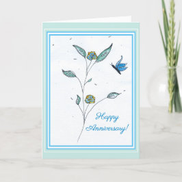 Aanraakvlak met het Wenskaart Blauwe vlinder Jubil Kaart