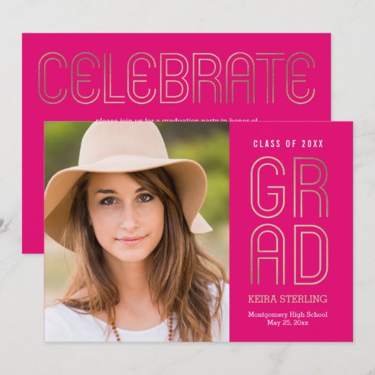 Aanraakvlak op EDITABLE COLOR Afstuderen Photo Kaart (Voorkant / Achterkant)