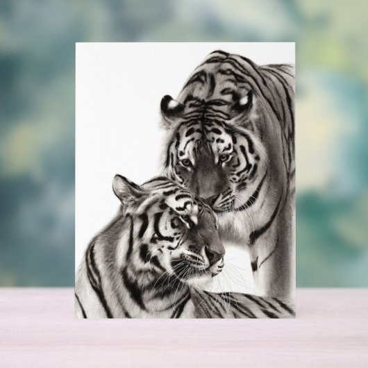 Aanraken - Handgeschilderd Origineel Tijger Kunstw Acryl Bord (Neutraal)