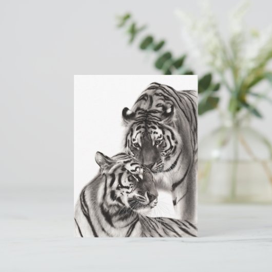 Aanraken - Handgeschilderd Origineel Tijger Kunstw Briefkaart (Staand voorkant)