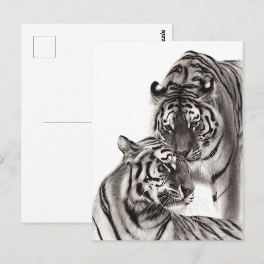 Aanraken - Handgeschilderd Origineel Tijger Kunstw Briefkaart (Voorkant / Achterkant)