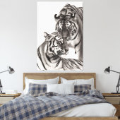 Aanraken - Handgeschilderd Origineel Tijger Kunstw Canvas Afdruk (Insitu (Slaapkamer))
