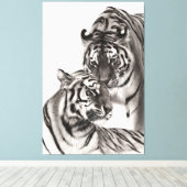 Aanraken - Handgeschilderd Origineel Tijger Kunstw Canvas Afdruk (Insitu (Houten vloer))