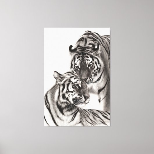 Aanraken - Handgeschilderd Origineel Tijger Kunstw Canvas Afdruk (Voorkant)