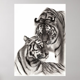 Aanraken - Handgeschilderd Origineel Tijger Kunstw Poster