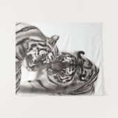 Aanraken - Handgeschilderd Origineel Tijger Kunstw Wandkleed (Voorkant (horizontaal))