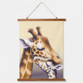 Aanrakend moment tussen moeder Giraffe & kalf Hangend Wandkleed (Voorkant)