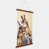 Aanrakend moment tussen moeder Giraffe & kalf Hangend Wandkleed (Gebogen)