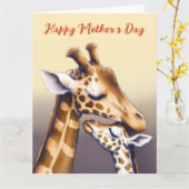 Aanrakend moment tussen moeder Giraffe & kalf Kaart (Gele Bloem)