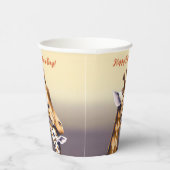 Aanrakend moment tussen moeder Giraffe & kalf Papieren Bekers (Rechts)