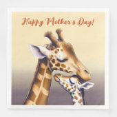 Aanrakend moment tussen moeder Giraffe & kalf Servet (Voorkant)