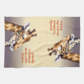 Aanrakend moment tussen moeder Giraffe & kalf Theedoek (Horizontaal)