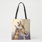 Aanrakend moment tussen moeder Giraffe & kalf Tote Bag (Voorkant)