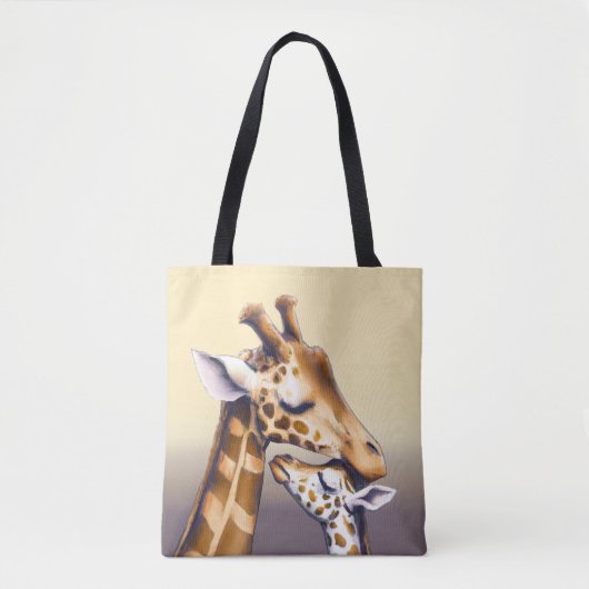 Aanrakend moment tussen moeder Giraffe & kalf Tote Bag (Voorkant)