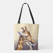 Aanrakend moment tussen moeder Giraffe & kalf Tote Bag (Achterkant)