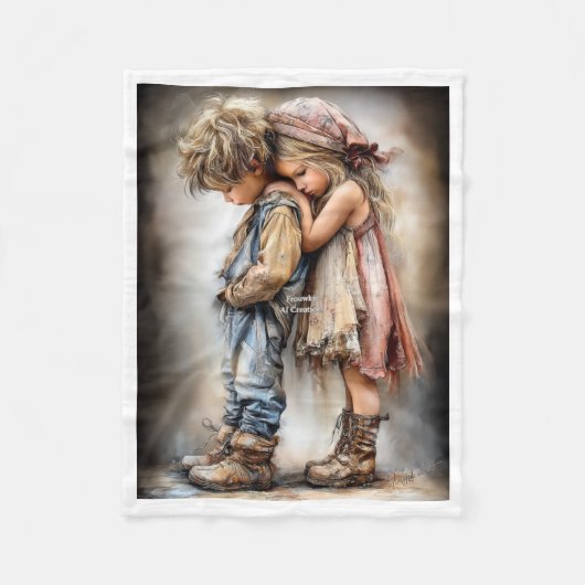 Aanrakende Kinderen Vriendschap Fleece Deken (Voorkant)